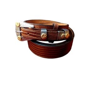 Lyntone Women's Lizard Grain Cowhide Leather Brown Belt Size 38 Rodeo Western